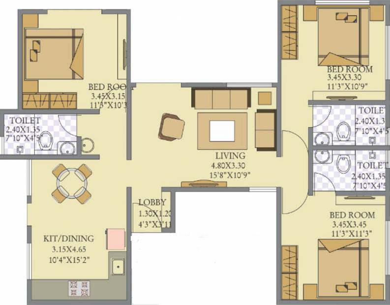 Tatvam La Vida (3BHK+3T (1,402 sq ft) 1402 sq ft) Tatvam La Vida (3BHK+3T (1,402 sq ft) 1402 sq ft)