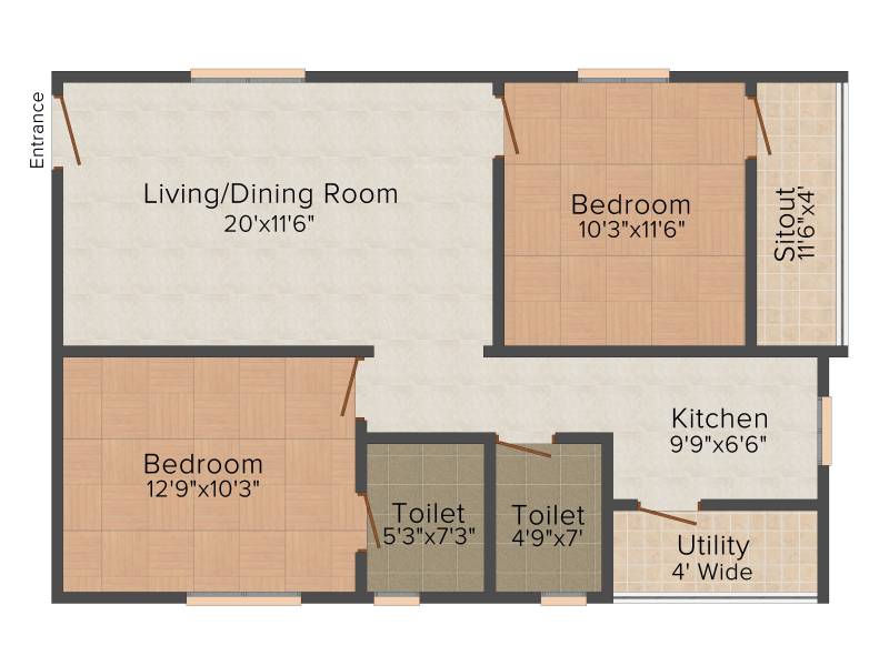 Active Group Pearl Place 2BHK+2T (1,040 sq ft)
