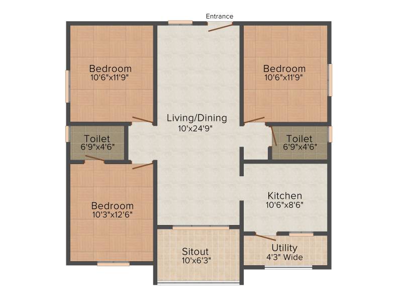 Active Group Pearl Place 3BHK+2T (1,295 sq ft)