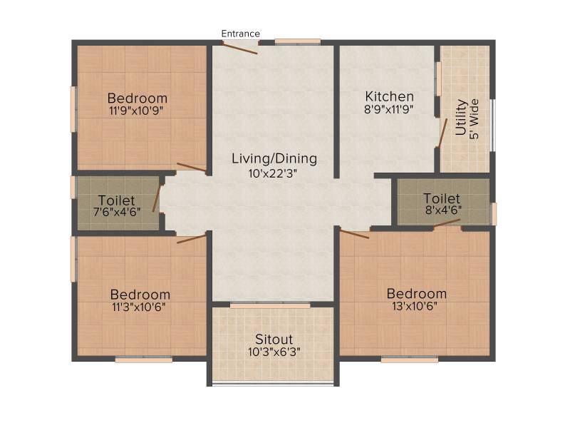 Active Group Pearl Place 3BHK+2T (1,325 sq ft)