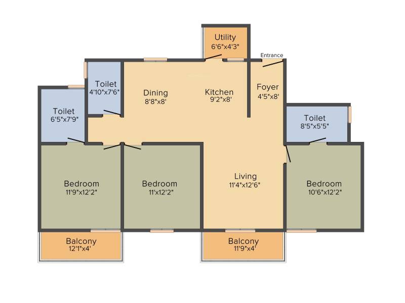 Alpine Vistula (3BHK+3T (1,492 sq ft) 1492 sq ft)