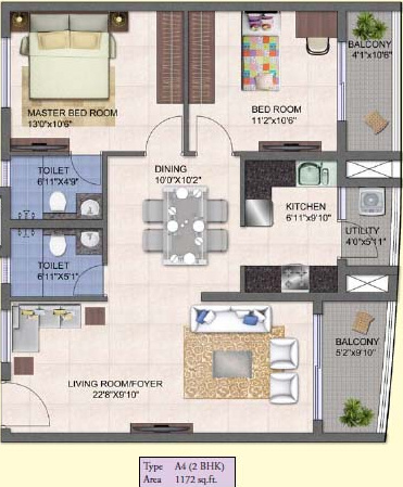 Kolte Patil Mirabilis (2BHK+2T (1,172 sq ft) 1172 sq ft)