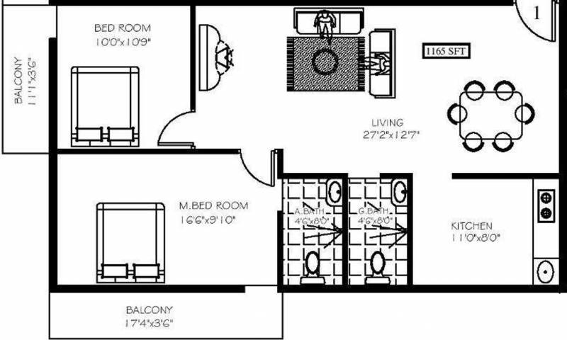 Highcity Srinidhi Enclave (2BHK+2T (1,165 sq ft) 1165 sq ft)