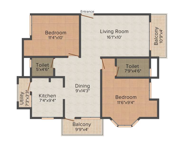  Arjika (2BHK+2T (1,120 sq ft) 1120 sq ft)
