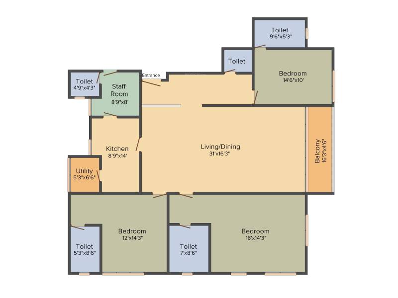 Risha One 49 (3BHK+3T (2,018 sq ft) + Servant Room 2018 sq ft)
