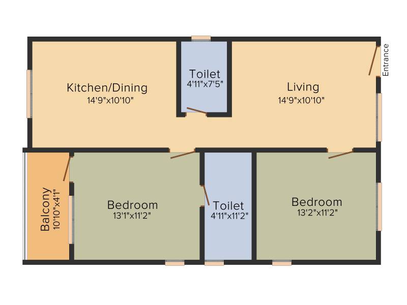 Manito Northlite (2BHK+2T (1,030 sq ft) 1030 sq ft)