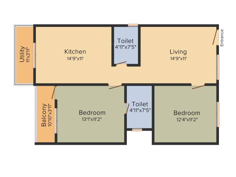 Manito Northlite (2BHK+2T (1,076 sq ft) 1076 sq ft)