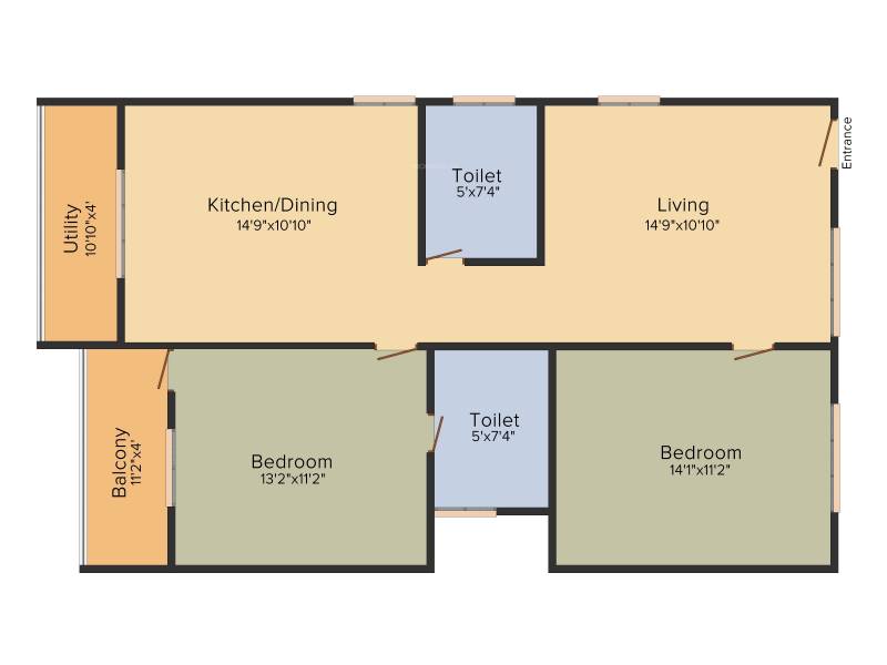Manito Northlite (2BHK+2T (1,100 sq ft) 1100 sq ft)