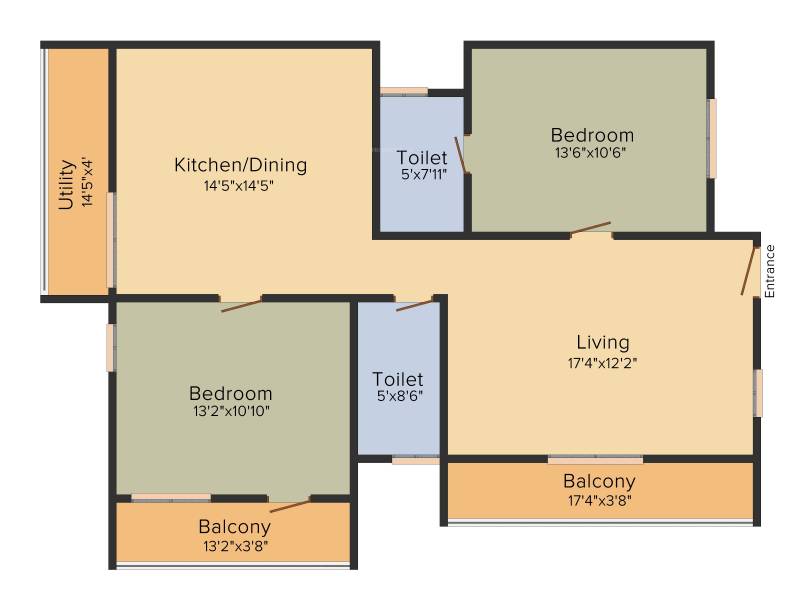 Manito Northlite (2BHK+2T (1,310 sq ft) 1310 sq ft)