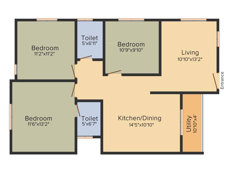 Manito Northlite (3BHK+2T (1,170 sq ft) 1170 sq ft)