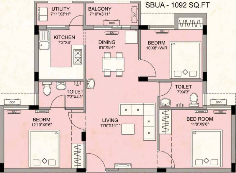Urban Tree Superb (3BHK+2T (1,092 sq ft) 1092 sq ft)