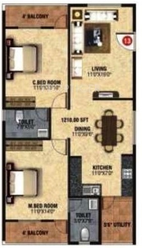 Viceroy Splendor (2BHK+2T (1,210 sq ft) 1210 sq ft)