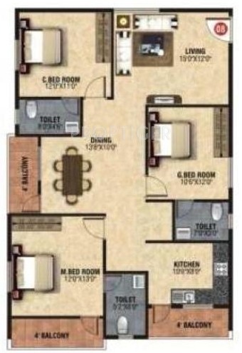 Viceroy Splendor (3BHK+3T (1,552 sq ft) 1552 sq ft)