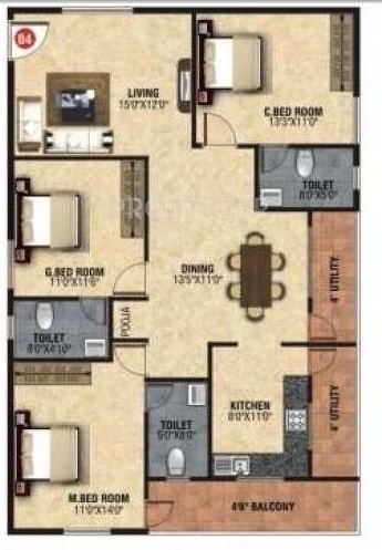 Viceroy Splendor (3BHK+3T (1,650 sq ft) 1650 sq ft)