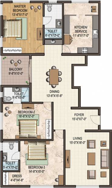 Shanti Avalon Cove (3BHK+3T (2,590 sq ft) 2590 sq ft)