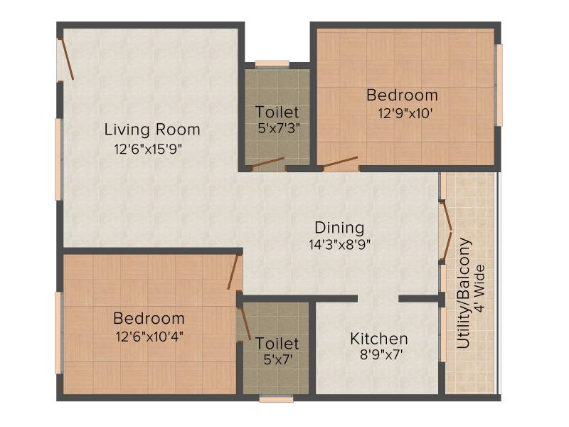 SVR Icon Heights (2BHK+2T (1,045 sq ft) 1045 sq ft)