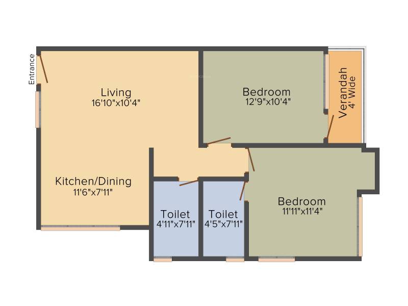 S D Developer Shantiniketan 2BHK+2T (1,018 sq ft)
