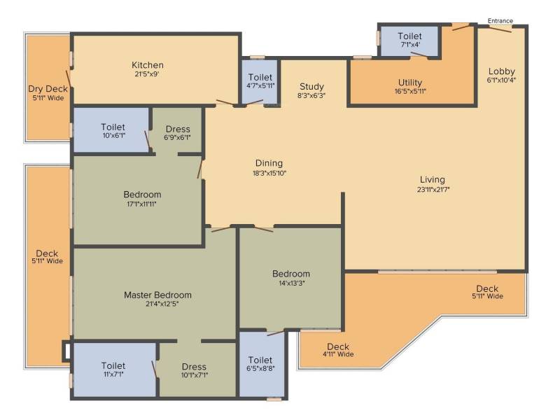 DLF The Crest (3BHK+3T (3,518 sq ft) 3518 sq ft)
