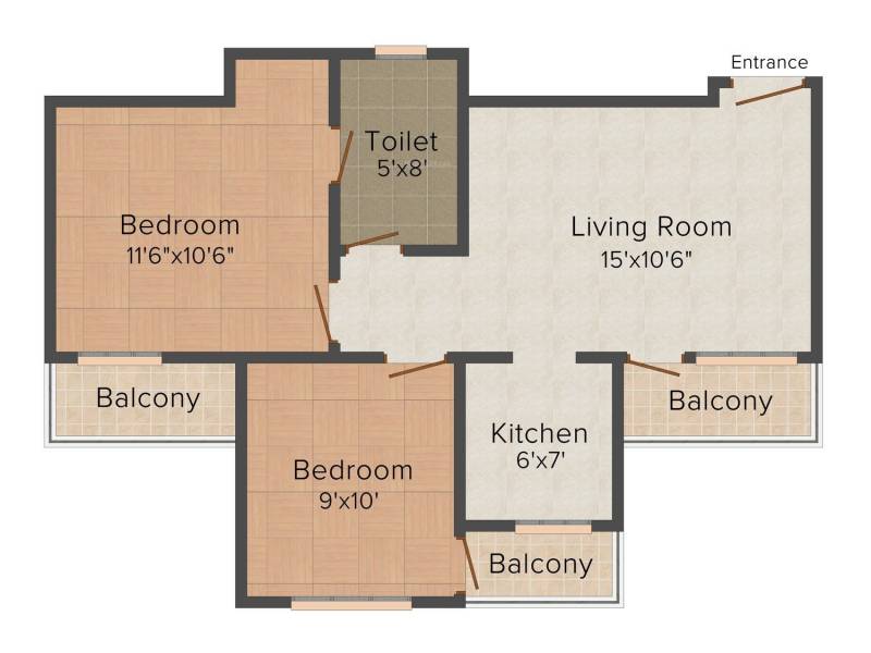 Calyx Vanalika (2BHK+2T (818 sq ft) 818 sq ft)