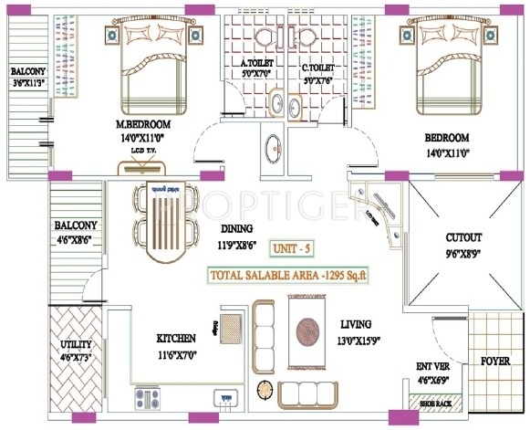 Deccan Expressions (2BHK+2T (1,295 sq ft) 1295 sq ft)