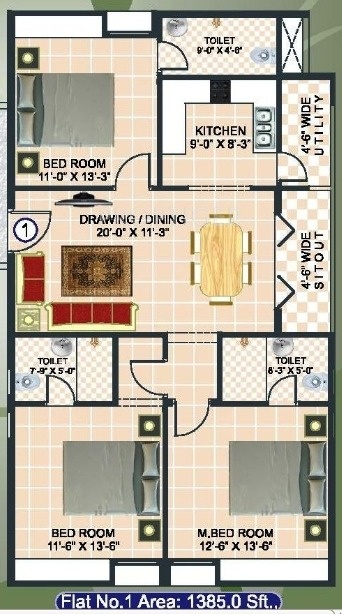 Sree Builders and Developers CRJ Residency (3BHK+3T (1,385 sq ft) 1385 sq ft)