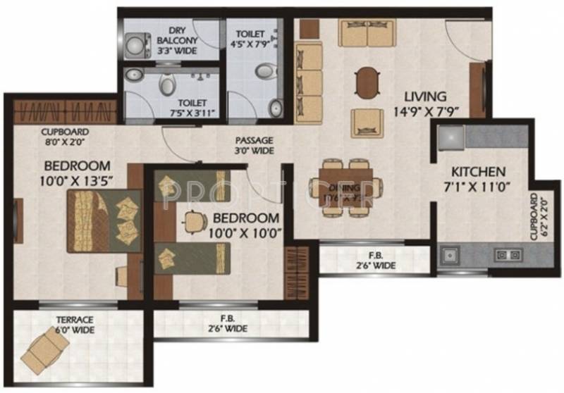 Patel Colossus (2BHK+2T (1,150 sq ft) 1150 sq ft)