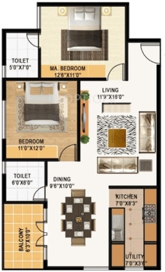 TG Aabhushan (2BHK+2T (1,160 sq ft) 1160 sq ft)