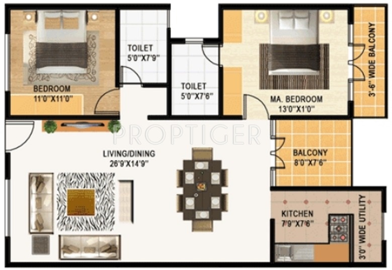 TG Aabhushan (2BHK+2T (1,268 sq ft) 1268 sq ft)