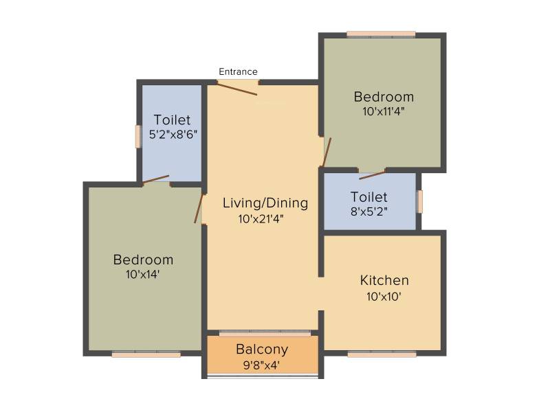 Etica Kalathmika (2BHK+2T (1,020 sq ft) 1020 sq ft)