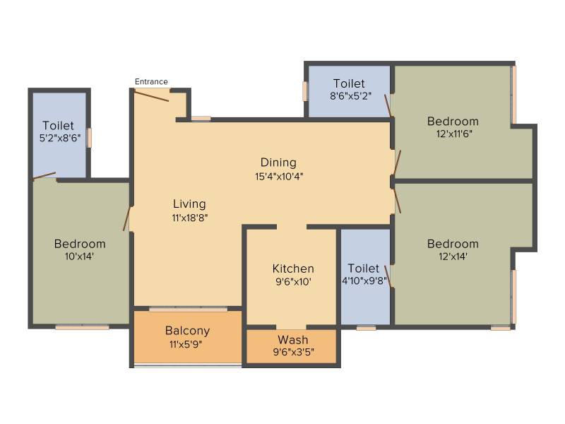 Etica Kalathmika (3BHK+3T (1,716 sq ft) 1716 sq ft)