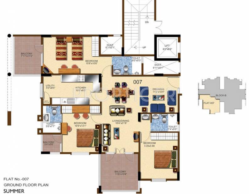 Windsor Four Seasons (3BHK+3T (1,670 sq ft) 1670 sq ft)