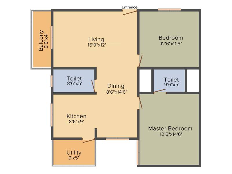 Greenaly Signature (2BHK+2T (1,230 sq ft) 1230 sq ft)