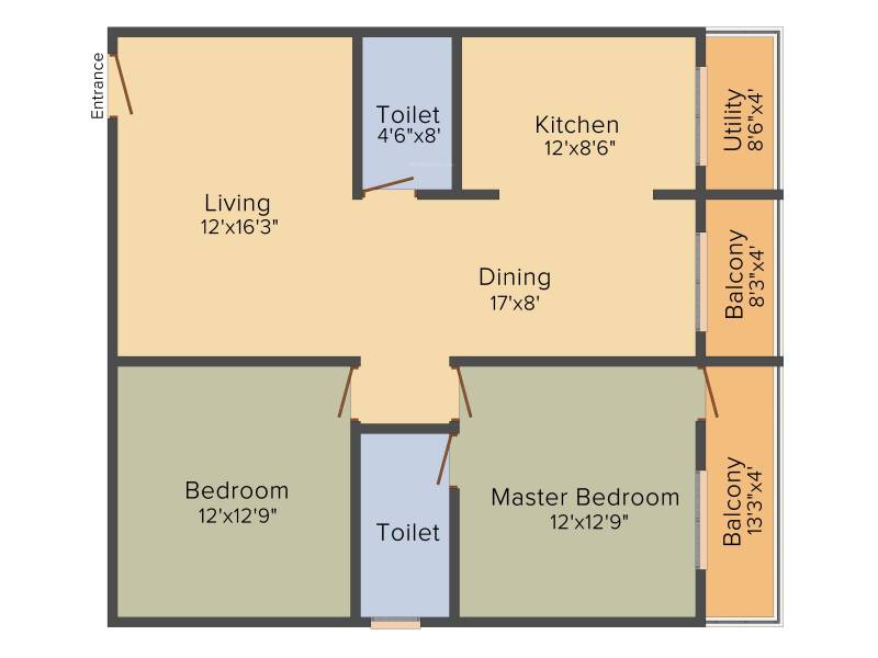 Greenaly Signature (2BHK+2T (1,245 sq ft) 1245 sq ft)