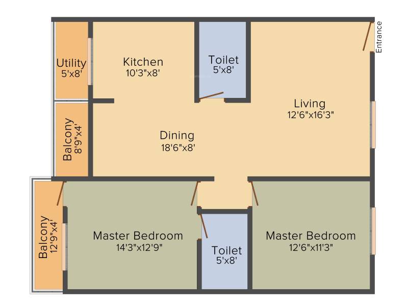 Greenaly Signature (2BHK+2T (1,215 sq ft) 1215 sq ft)