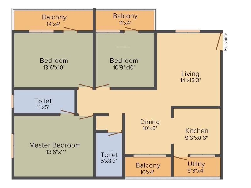 Greenaly Signature (3BHK+2T (1,470 sq ft) 1470 sq ft)