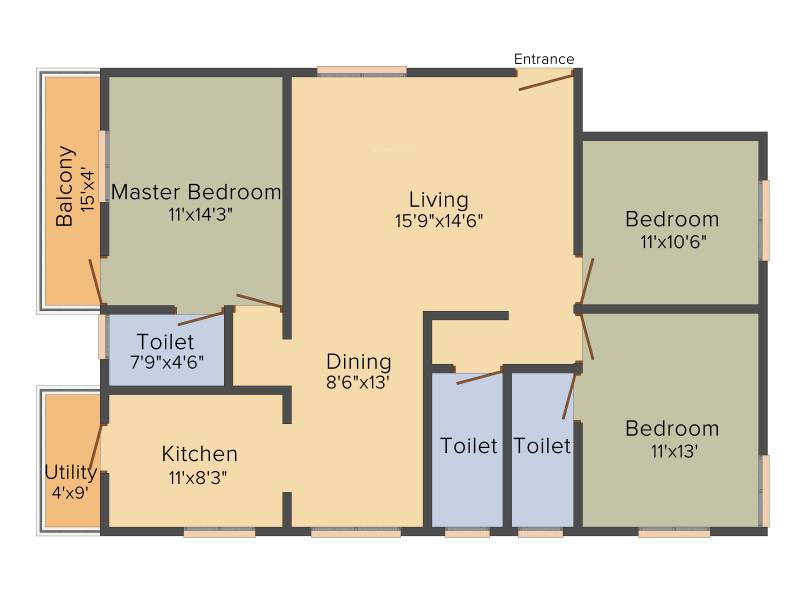 Greenaly Signature (3BHK+3T (1,510 sq ft) 1510 sq ft)