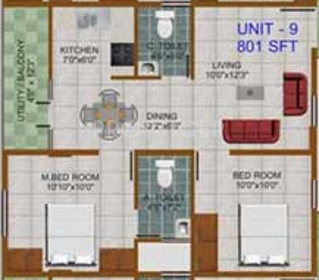 Prabhavathi Towers (2BHK+2T (801 sq ft) 801 sq ft)
