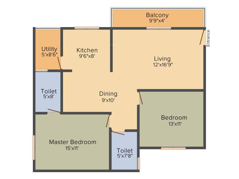 Greenaly Signature (2BHK+2T (1,225 sq ft) 1225 sq ft)