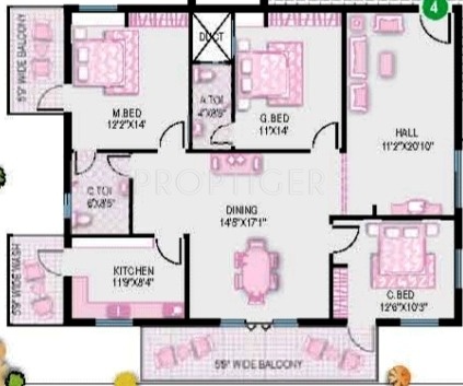 Delta Forest Edge (3BHK+2T (1,983 sq ft) 1983 sq ft)