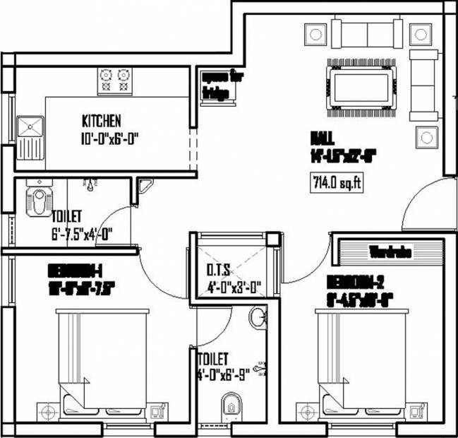 Anirudh AH Block (2BHK+2T (714 sq ft) 714 sq ft)