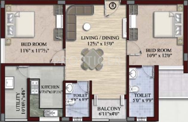 Baashyaam Happy Windows (2BHK+2T (1,110 sq ft) 1110 sq ft)