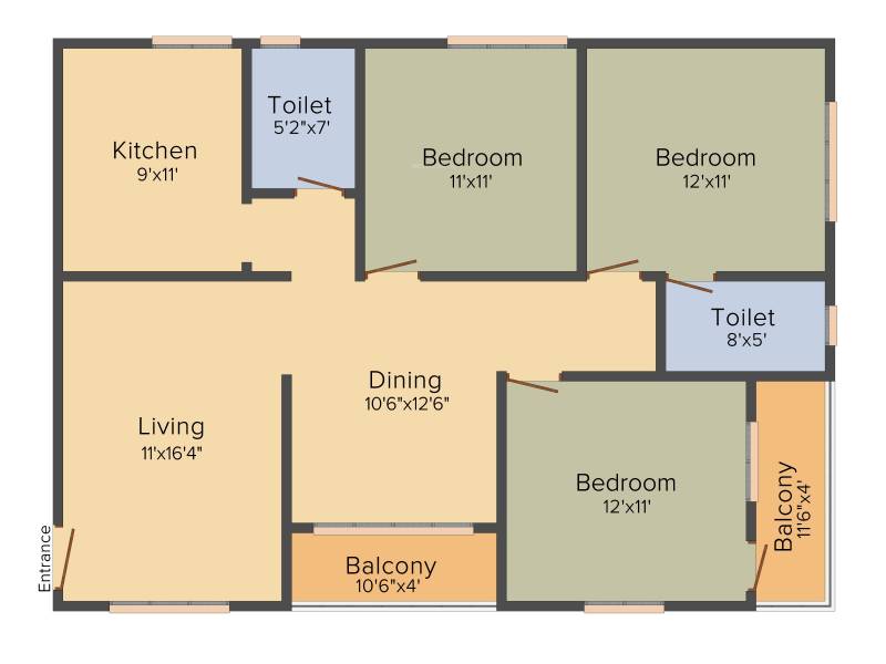 Viveks Sanskaar (3BHK+2T (1,390 sq ft) 1390 sq ft)