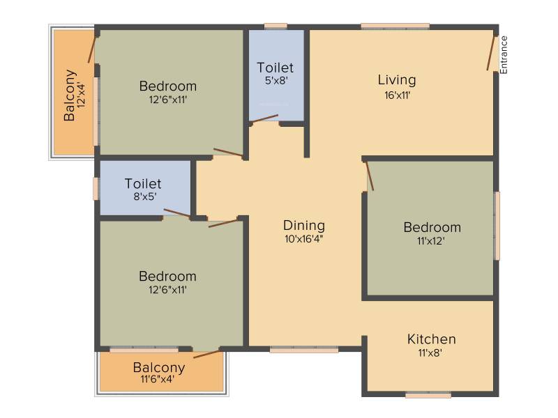 Viveks Sanskaar (3BHK+2T (1,425 sq ft) 1425 sq ft)