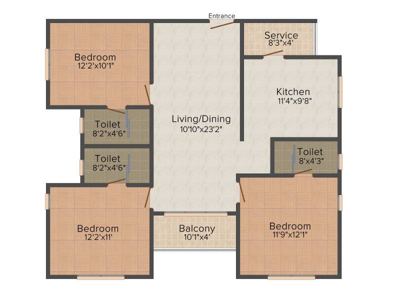 Rajkham Silver Crest (3BHK+3T (1,389 sq ft) 1389 sq ft)