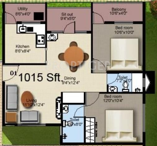Mahaveer Sanctum Annex (2BHK+2T (1,015 sq ft) 1015 sq ft)