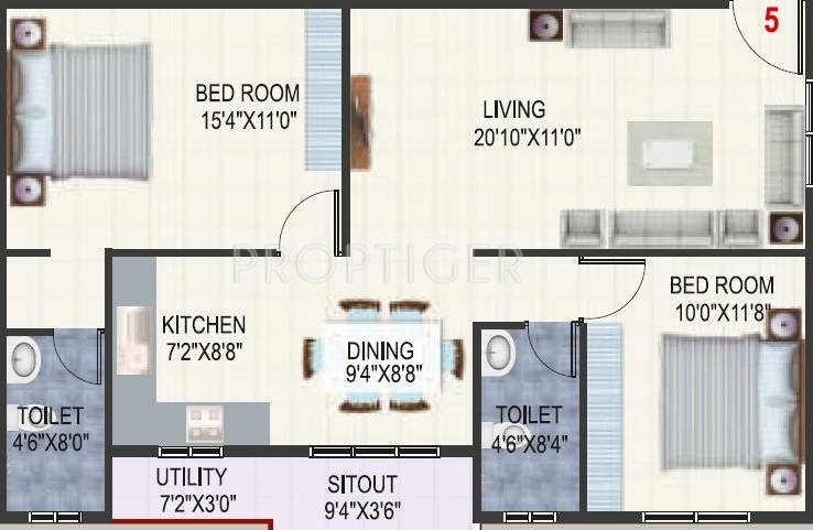 SSV Spring Greens (2BHK+2T (1,090 sq ft) 1090 sq ft)