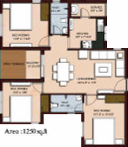 Rajkham Silver Crest (3BHK+2T (1,293 sq ft) 1293 sq ft)