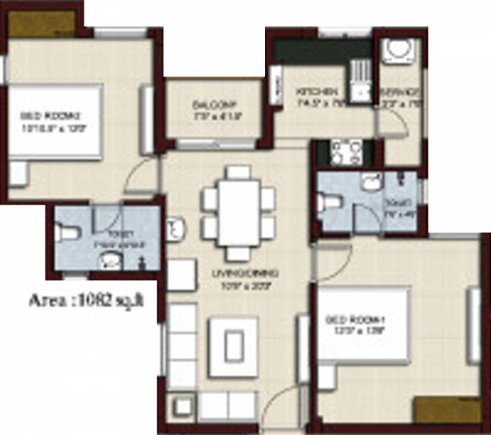 Rajkham Silver Crest (2BHK+2T (1,082 sq ft) 1082 sq ft)