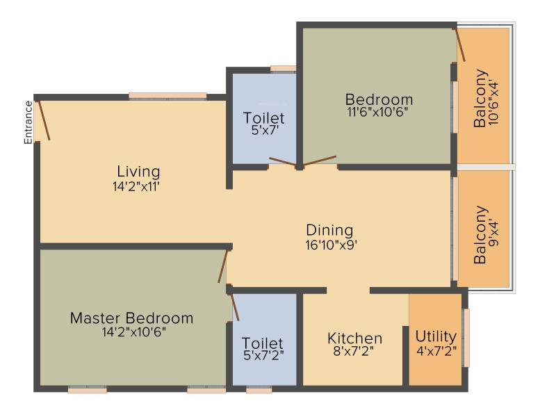 Pearlite Lakeside (2BHK+2T (1,140 sq ft) 1140 sq ft)