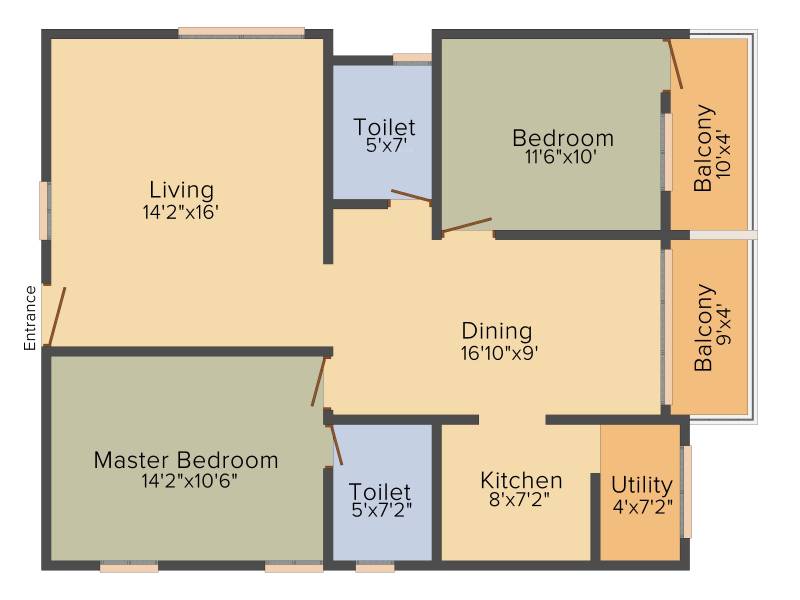 Pearlite Lakeside (2BHK+2T (1,233 sq ft) 1233 sq ft)